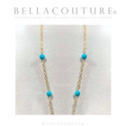 ❤️ NEW FINE 14K YELLOW GOLD SLEEPING BEAUTY TURQUOISE STATION NECKLACE 18" - 16" — photo 4