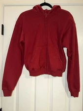 Skims Cotton Fleece Zip Up Hoodie Brick XXS