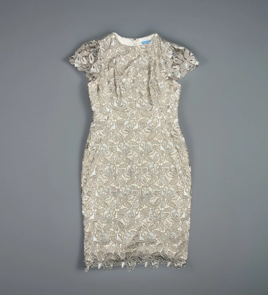 Vestido de Noche Antonio Melani Madre de la Novia Vaina Bronceado Encaje Talla 8 Foto 2 de 4