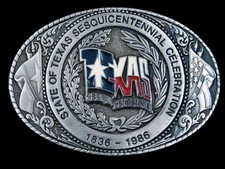 SF13106 VINTAGE 1986  TEXAS SESQUICENTENNIAL  COMMEMORATIVE BELT BUCKLE