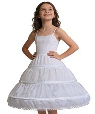 ABAO SISTER 3 Hoops Petticoat for Flower Girls Crinoline Skirt 2-5T, White