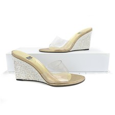  NEW OLD STOCK  Vintage STUART WEITZMAN Clear / Crystal Wedge Heels sz 5.5 B