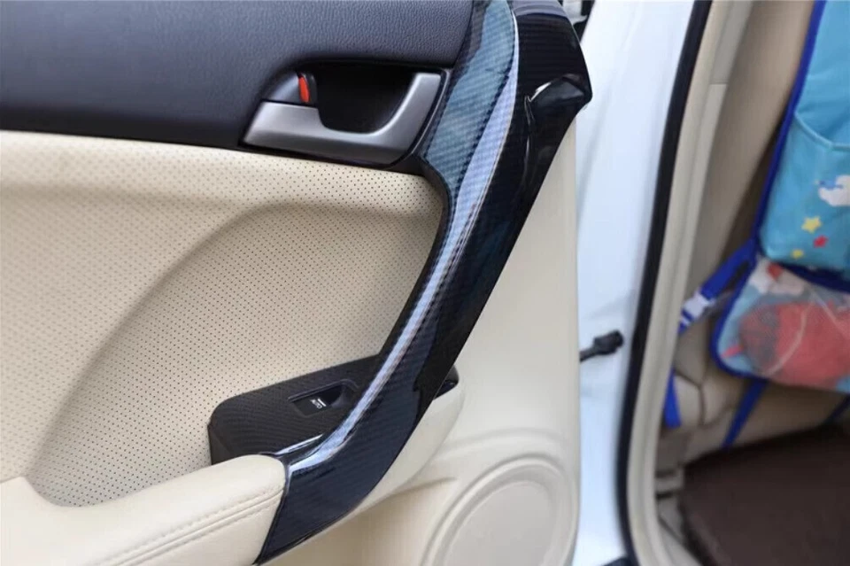 4pc For Acura TSX 2009-2014 Carbon Fiber Grain Interior Door Armrest Panel Cover - Image 4 of 4