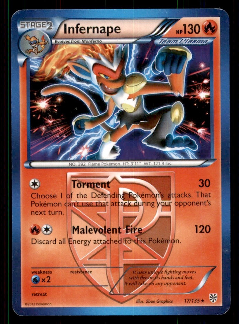 Pokemon Card Infernape Plasma Storm 17/135 EXCELLENT Non-Holo Rare TCG!!!!!!!!!!