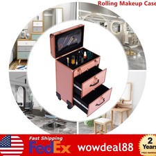 1 Alu Travel Rolling Makeup Train Case Cosmetic Trolley Makeup Storage Organizer