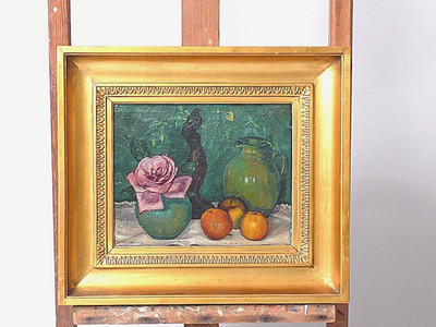Svend Lindstrom Stillleben  mit Rose, Obst und Krug