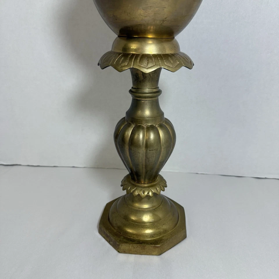 "Jarrón jardinera grande vintage de latón pesado decorativo 15"" de alto mediados de siglo moderno" Foto 3 de 4