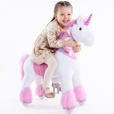 PonyCycle  Modell U Fahrt auf Einhorn Rosa mit Bremse und Sound Größe 3