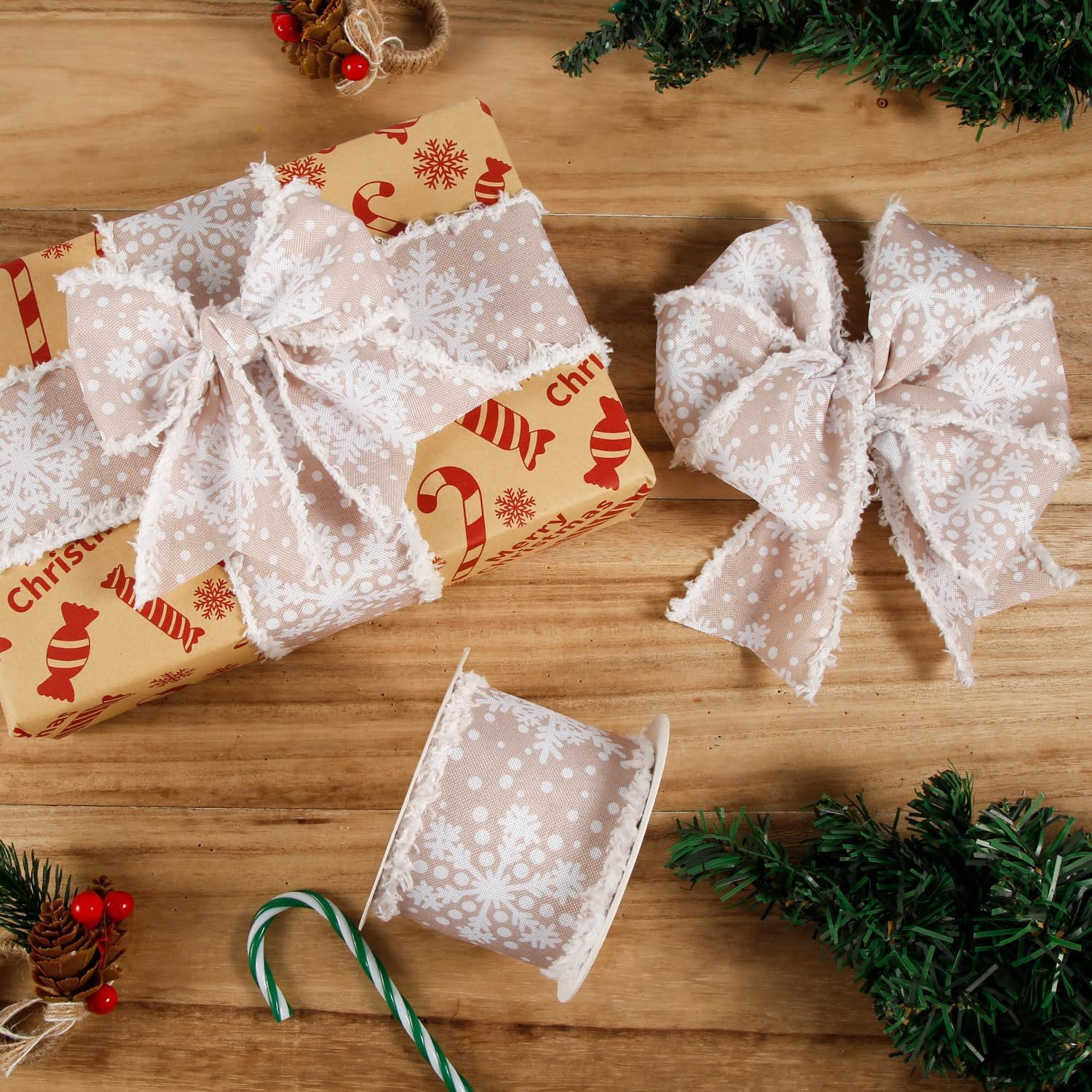 Winter White Snowflake Ribbon - 10Yd x 2.5In with Burrs for Crafting thumbnail 3