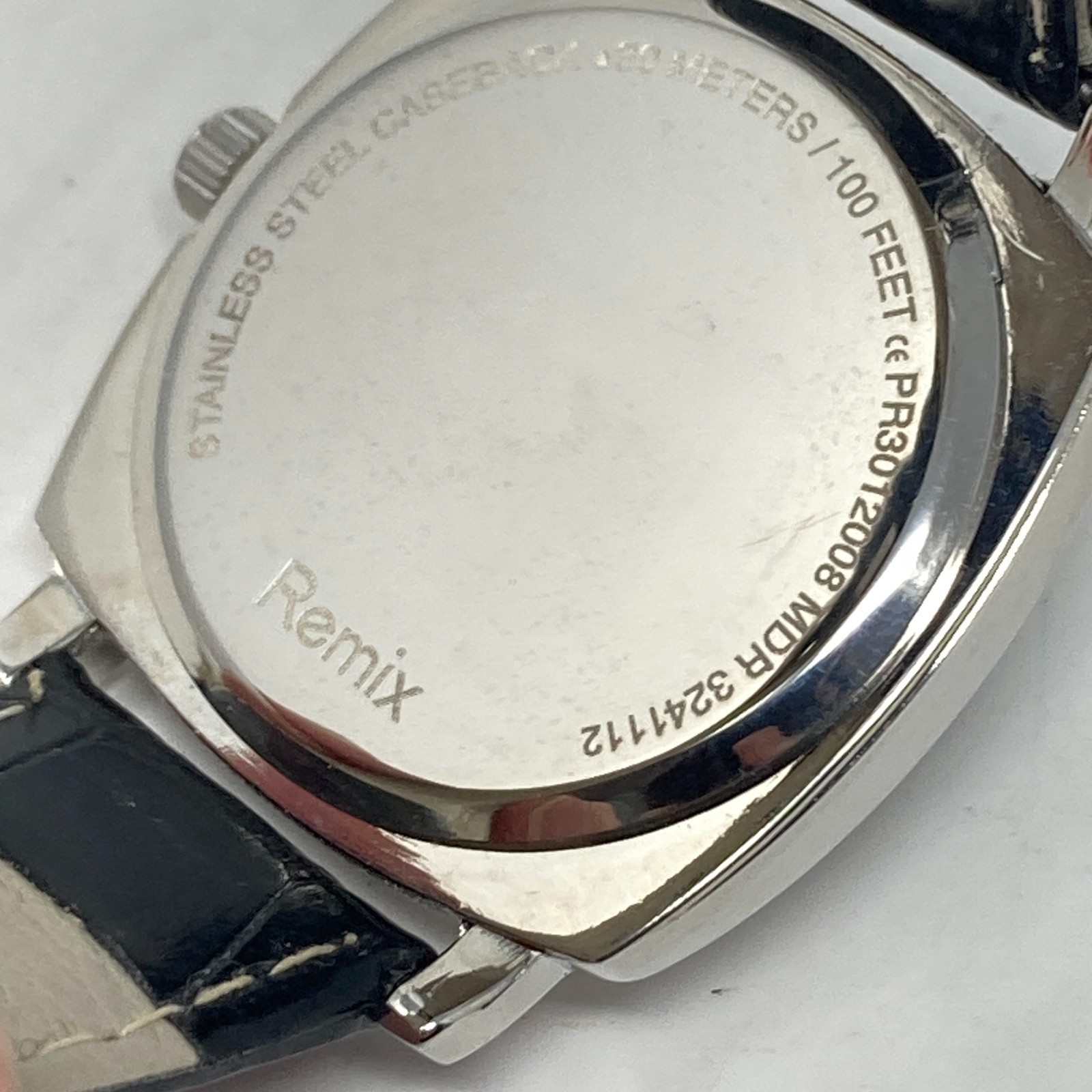 Aflac Duck Watch Men 32mm Silver Tone Black BandLeather Remix New Battery 8"