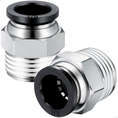 10-Pack Pneumatic Push to Connect Tube Fitting Male Straight 1/2'' ODx1/2'' NPT