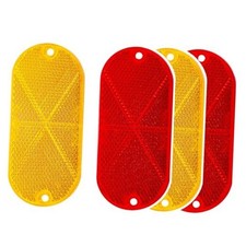 4 Pcs Oval Safety Reflectors - 4.5x2 Inch Self Adhesive - Red Amber