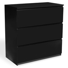 Commode 3 tiroirs TOMI 78 cm bois noir