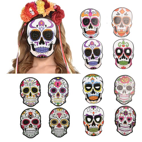 12pcs Day Of The Dead Mask With Elastic Band Attractive Halloween Mask For Ha UK - Picture 18 of 23