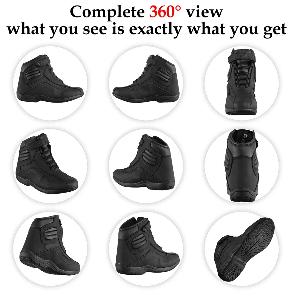 Hombres Botas de Motocicleta Tobillo Corto Montar Blindadas Impermeable Cuero Zapatos CE-L2 Foto 3 de 4