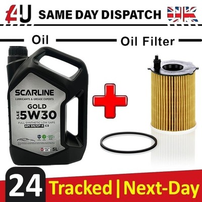 CAR SERVICE ENGINE OIL 5L 5W-30 FILTER FOR CITROEN C1 C2 C3 C4 C5 DS3 DS4 DS5