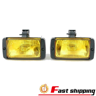 2x Rally 2pc Squared Halogen Yellow Lens Fog Lght Wth Bracket
