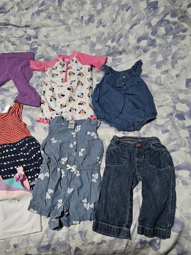Baby Girl Clothes Lot 12 Months Summer Pants, T-shirts, Swim Suit Lot Of 14 - Picture 4 of 5