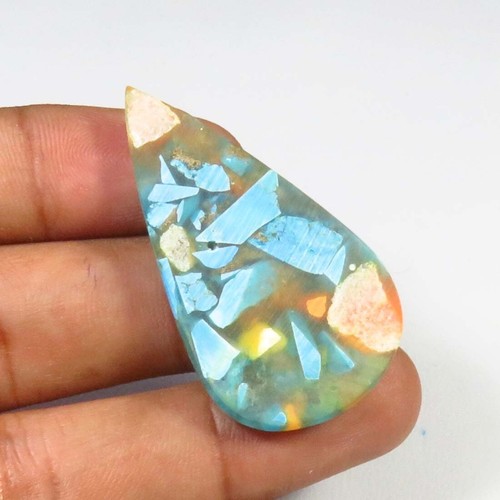 Kupfer Türkis Birne Glatt Edelstein 40x22mm Türkis Cabochon 27Cts CP-62 - Bild 11 von 11