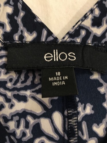 Top tunica donna Ellos taglia 18 blusa vestibilità rilassata maniche corte scollo V blu nuovo con etichetta - Foto 3 di 7