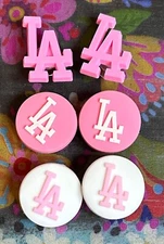 6 Piece Los Angeles Baseball Team PINK Shoe Charms Clog Decorations PVC NEW