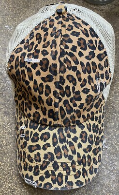 Ponytail Baseball Cap CC Leopard Print Hat