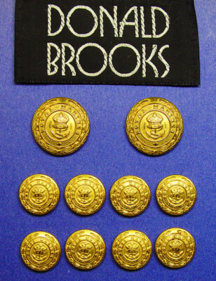 10 DONALD BROOKS replacement gold tone 2-part metal buttons Fair Used Condition