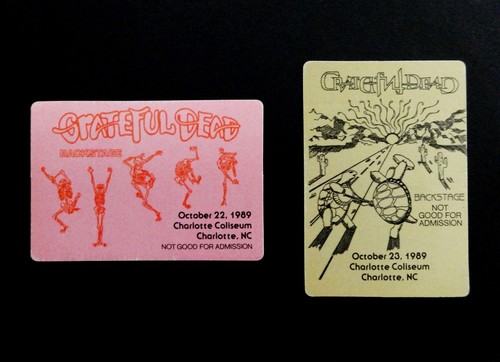 Grateful Dead Backstage Pass Charlotte North Carolina NC 1989 22.10.89 23.10.89
