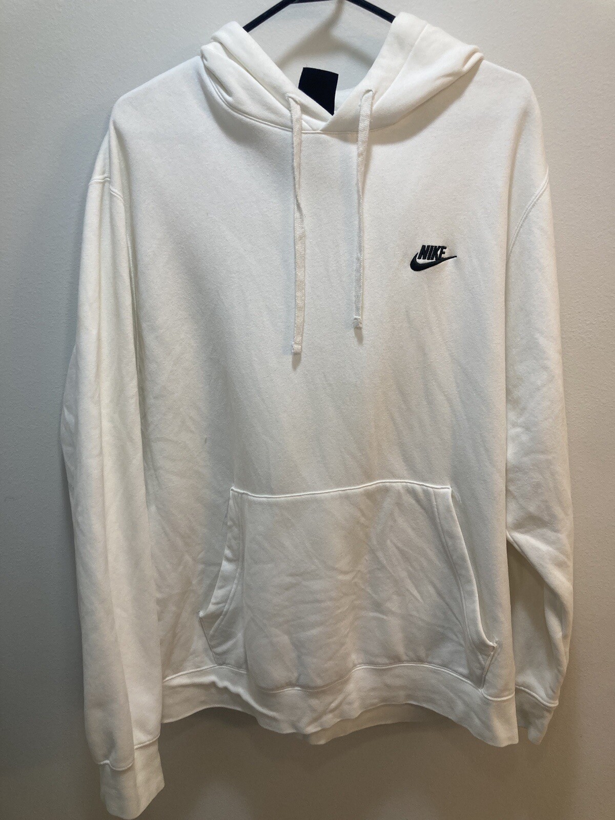Nike Club Pullover Hoodie White Black Logo Men's XXL