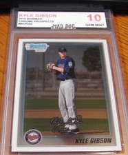KYLE GIBSON Rookie***2010 Bowman CHROME--GEM Mint 10***TWINS***Mad Dog