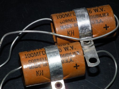 Two (2 pcs) Vintage NOS Capacitors Cornell Dubilier 100uF 6V - Picture 4 of 8