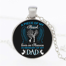 DAD MEMORIAL WING ANGEL HEAVEN pendant charm 18" Sterling Silver 925 necklace