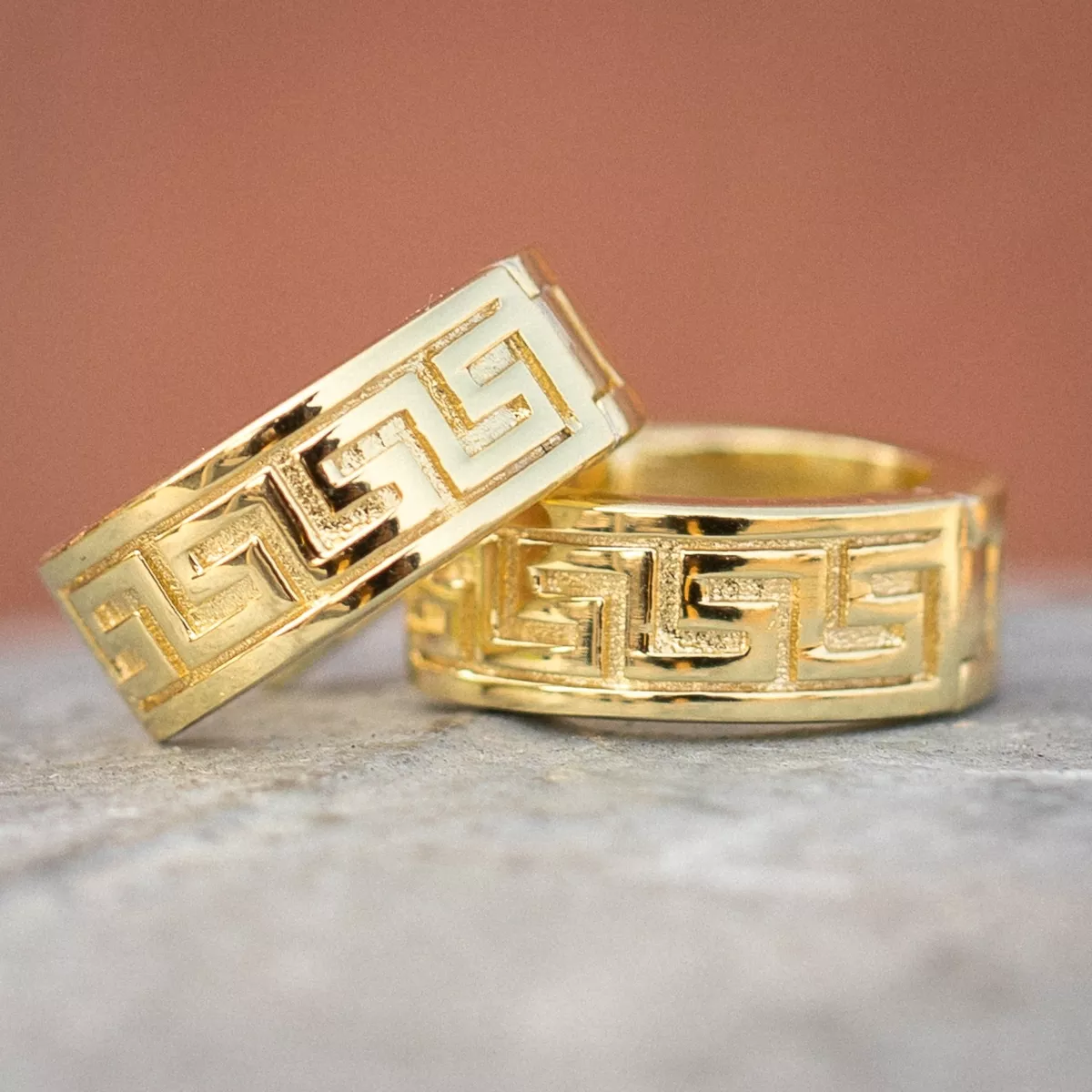 Greek key hot sale earrings yellow gold