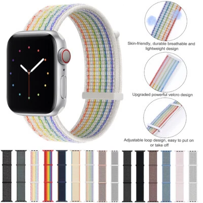 Nylon Woven Sport Loop Band Strap For Apple Watch Ultra Series 9 8 SE 7/6/5/4/3