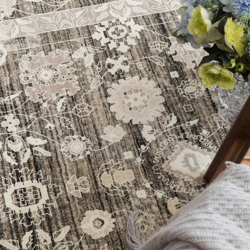 Extra Large Khaki Beige Brown Allover Traditional Lounges Carpet Washable Runner - Picture 8 of 20