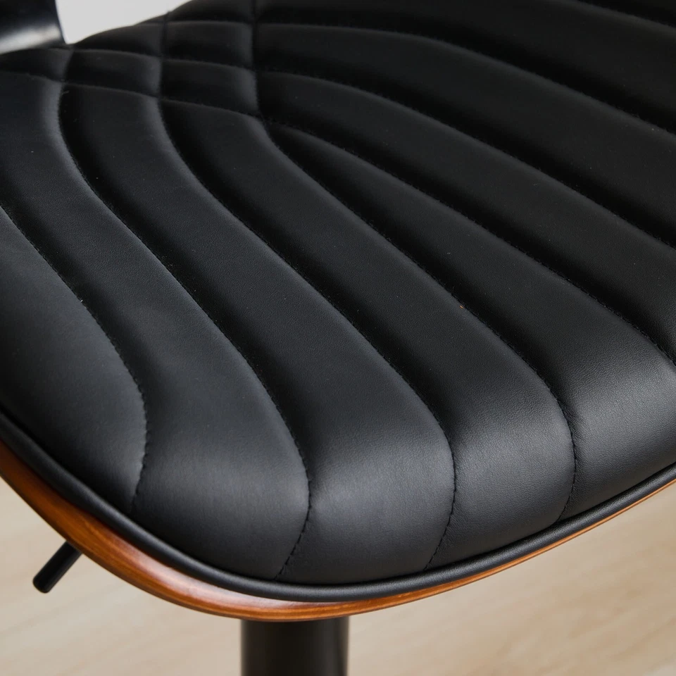 2Set Walnut Bentwood Bar Stools 25-33.4"Counter Height PU Swivel Bar Chairs - Image 4 of 4