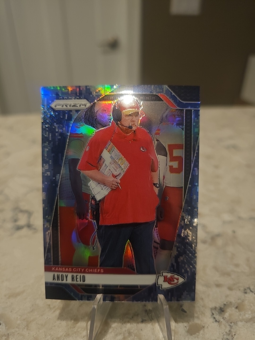 ANDY REID 2024 Panini Prizm Football #145 Blue Camo Prizm SSP /25