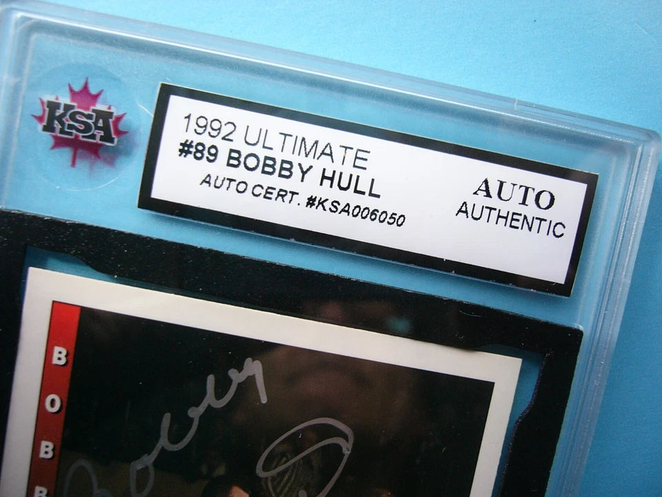 1992 1992/93 ULTIMATE NHL HOCKEY CARD #89 BOBBY HULL NM SHARP KSA AUTO AUTOGRAPH - Image 3 of 4