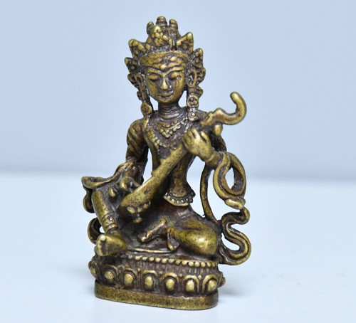 Chinese Old Tibet Buddhism Bronze Saraswati Fairy of Wonderful Sound Statue - Picture 3 of 6