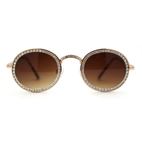 Kleine runde ovale Sonnenbrille mit voller Krone und Strass  - Bild 7 von 21