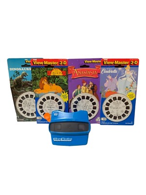 1993-97 Disney's Movie Cartoon & Dinosaurs View-Master 3D Reels Pack Lot +Viewer
