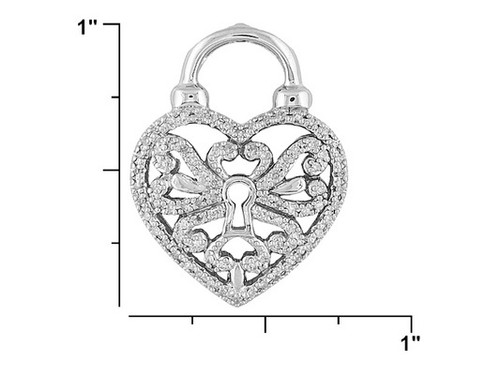 Elegant Heart Necklace W/.25ctw Diamond in Rhodium Plated 925 Sterling Silver - Picture 2 of 5
