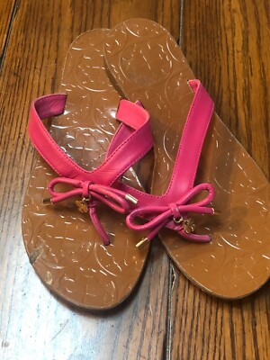 Kate Spade New York Pink Bow Heart Charm Thong Flat Sandals