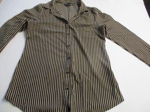 Womens aiqifushi multicolored striped button up blouse sz xl