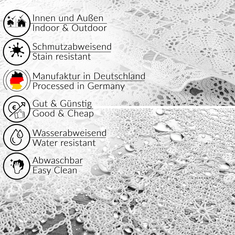 Tischdecke Lace Vinyl Wachstischdecke Blumen Häkelspitze Optik abwaschbar ANRO - Bild 4 von 4