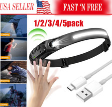 COB LED Headlamp USB Rechargeable Headlight Torch Work Light Bar Head Band Lamp