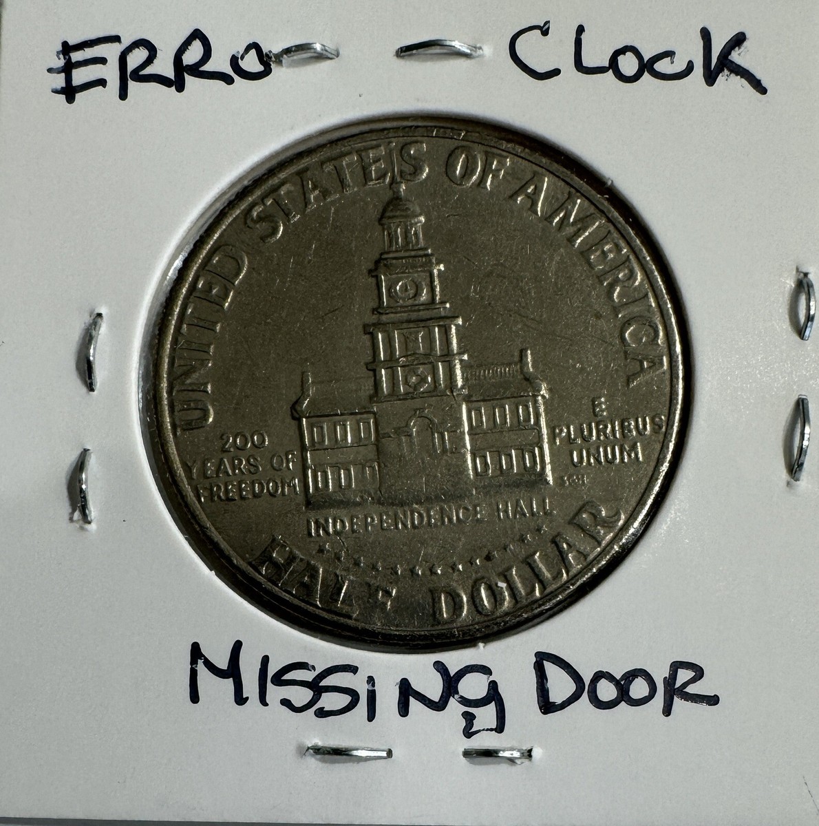 1953年 スペイン エラーコイン Rare error Missing Door 1776-1976 Bicentennial Kennedy Half