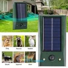 Animal Repeller Solar Ultrasonic Flashing LED Bird Skunk Deer Raccoon Repellent
