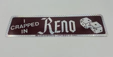1970s  I Crapped In Reno Vintage Bumper Sticker Decal Hippie Retro