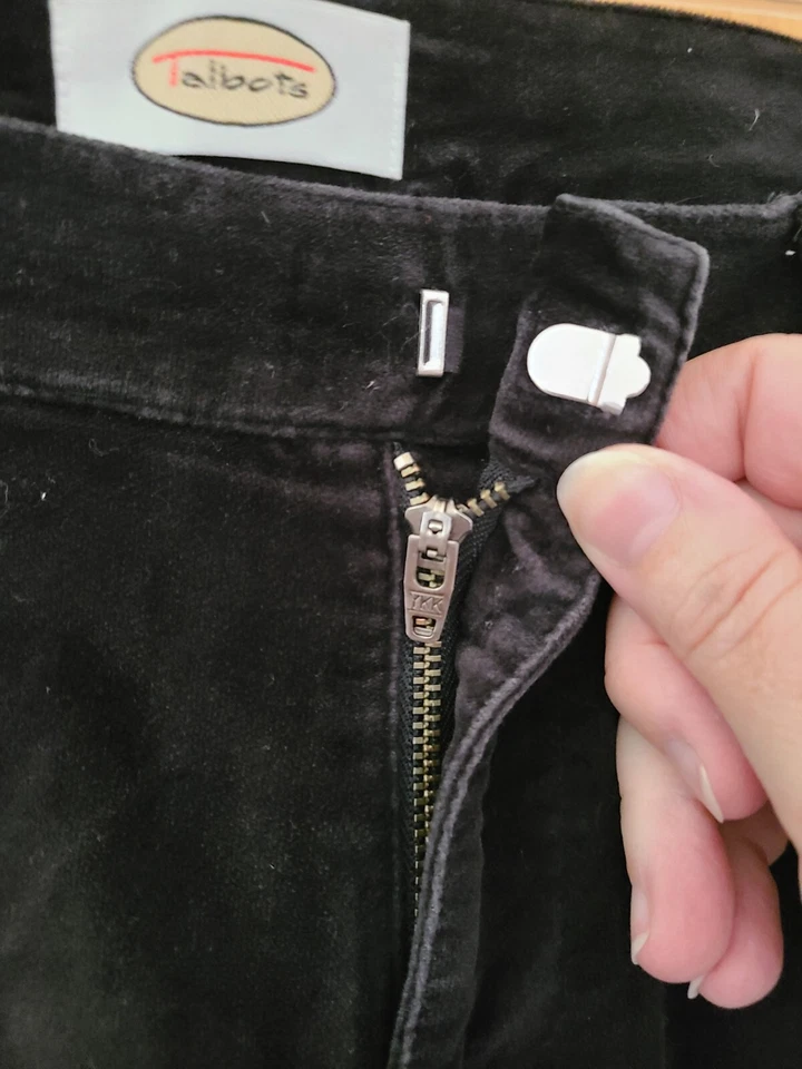 Talbots Stretch Ink Black Velvet Pants, Size 10, Bootcut 5-pocket Cotton/Poly  - Image 2 of 4